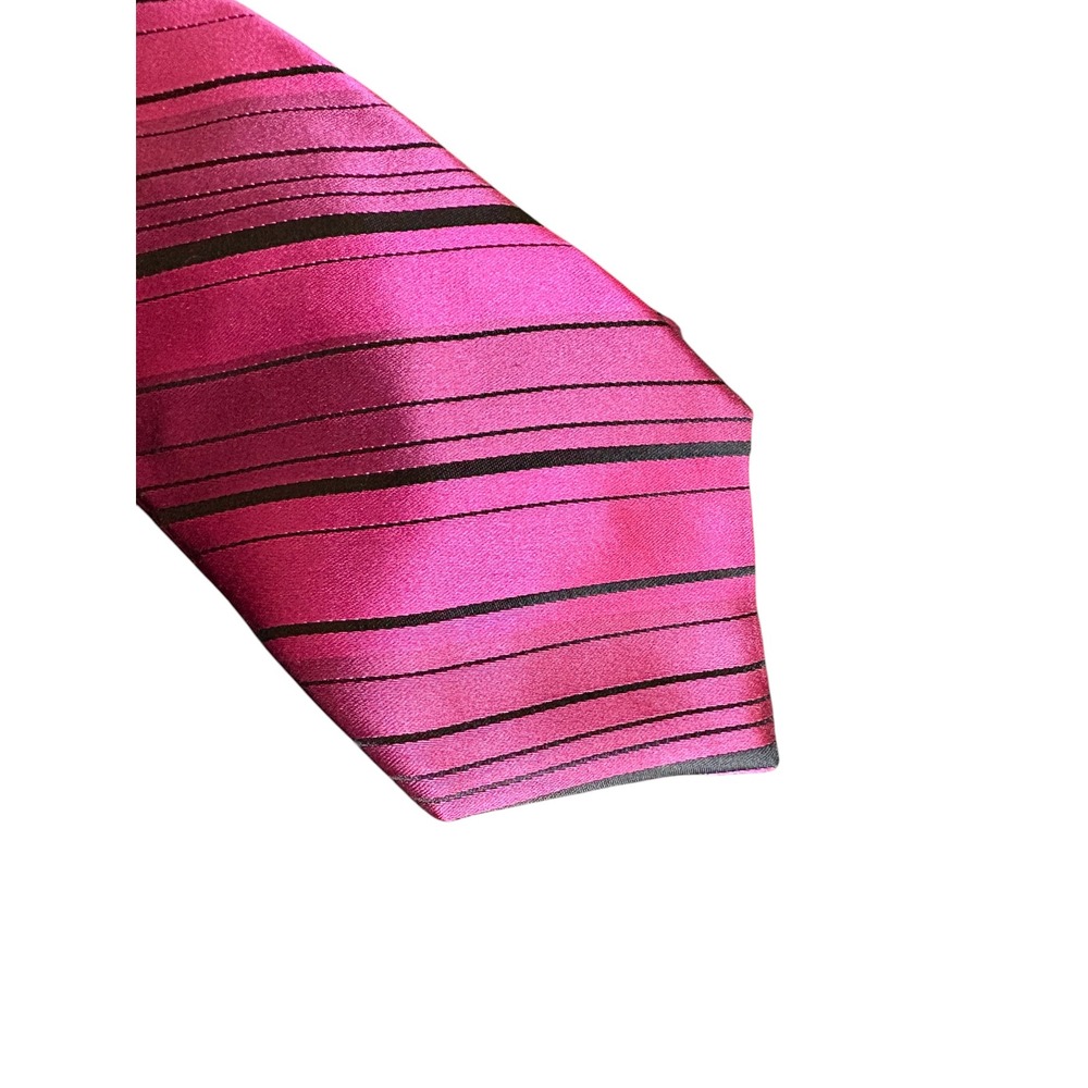 City of London Men's Tie Pink Black Diagonal‎ Stripe 100% Silk 61x3.75" Business